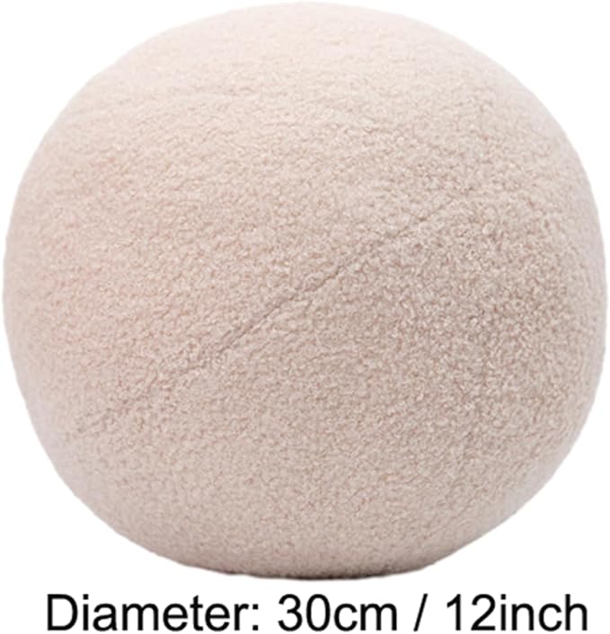 12 Inch Round Hugging Pillow Plush Toy Soft Plushies Throw Pillows Kids' First Ball Plush Toys for Home Decor Or Gift for Kids and Lovers (Cream)