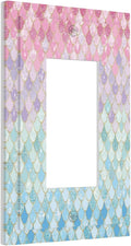 Colorful Mermaid Scales 1 Gang Rocker Light Switch Plate Cute Blue Single Decora Outlet Wall Cover Faceplate Decorative Wallplate for Bathroom Girls Bedroom Kids Baby Nursery Living Room Decorate