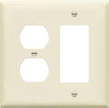 ENERLITES Combination Duplex Receptacle Outlet/Decorator Switch Wall Plate, Mid-Size 2-Gang 4.88" x 4.92", Polycarbonate Thermoplastic, 882131M-LA, Light Almond