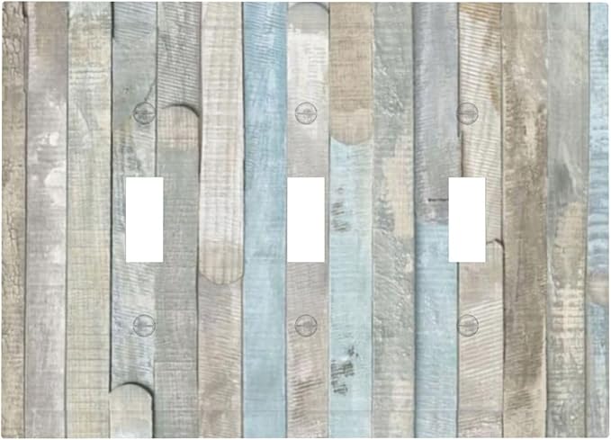 Country Rustic Blue White Wood 3 Gang Light Switch Cover Decorative Triple Toggle Wall Plate Electrical Faceplate Switch Plug Face Plate