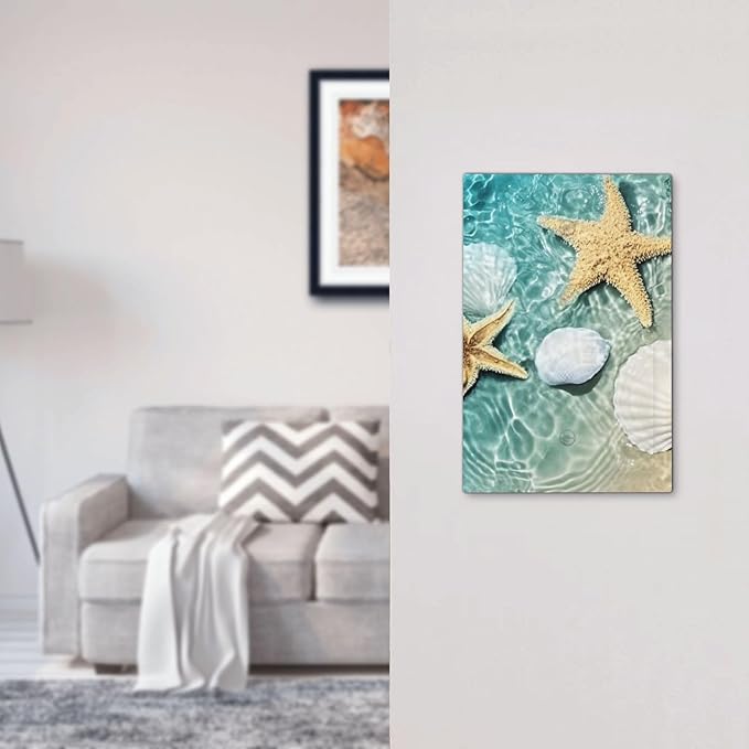 Light Switch Cover Plate Beach Starfish Ocean Conch Cameo Shell 1 Gang No Device Blank Electrical Wall Plates Faceplate Decorative Switch Plate For Decor Kids Room Decor