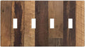 Light Switch Covers Natural Wood Brown Wooden Planks Quad Toggle Electrical Faceplate 4 Gang Wall Plate Decorative Switch Plates For Farmhouse Cabin Decor