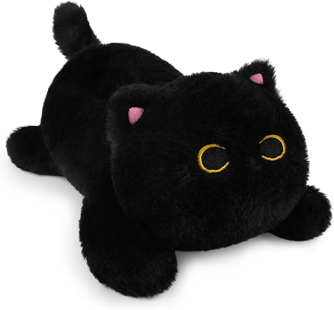 Weighted Black Cat Plush,Cute Weighted Stuffed Animals for Kids,Realistic & Soft Huggable Black Cat Weighted Plushie Pillow Toy Gifts for Girls Boys