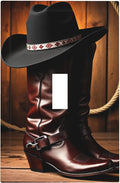 Western Cowboy Boots & Hat 1-Gang Toggle Light Switch Plate, Rustic Ranch Cowboy Decorative Wall Plate for Man Cave Bedroom Decor