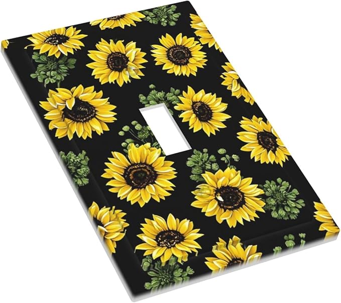 Decorative Light Switch Cover Floral Sunflower Plants Flowers 1 Gang Single Toggle Device Electrical Faceplate Switchplates Decorator Outlet Wall Plate For Bed Room Farmhouse Decor