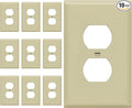 ENERLITES Duplex Receptacle Outlet Wall Plate, Electrical Outlet Cover, Gloss Finish, Mid-Size 1-Gang 4.88" x 3.11", Unbreakable Polycarbonate Thermoplastic, UL Listed, 8821M-I-10PCS, Ivory, 10 Pack