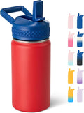 Fijinhom 12 oz Kids Water Bottle, Toddler Water Bottle with Straw, Boys&Girls Bottle for School, 304 Stainless Steel Vacuum Insulated Bottle for Kids, BPA-Free, Leak-Proof, Blue Red