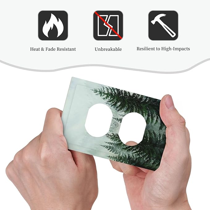 Forest Pinetrees Misty Landscape Nature Outlet Covers 1 Gang Duplex Electrical Receptacle Faceplate Light Switch Cover Wall Plate Decorative Switch Plates for Bedroom Farmhouse Decor
