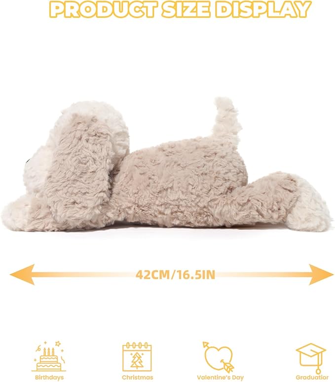 Stuffed Animals Adorable Dog Plush Toys 16.5 inches Soft and Comfort Maltese Dog Plush Toy Gift for Kids, Beige/Grey
