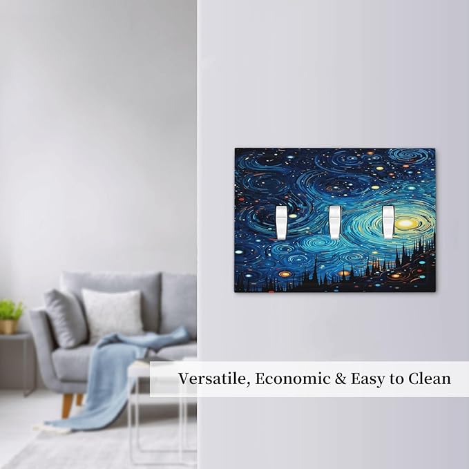 Decorative Light Switch Cover Plate Abstract Starry Night Style 3 Gang Wall Plate Triple Toggle Switch Plate Covers Electrical Outlet Cover for Home living Room Decor