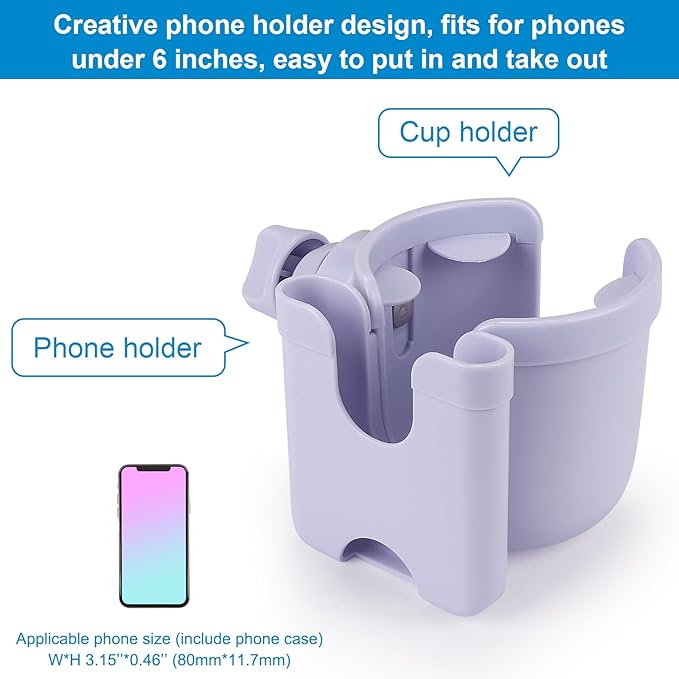 Accmor Stroller Cup Holder with Phone Holder, Bike Cup Holder, Universal Cup Holder for Uppababy Nuna Doona Strollers, 2-in-1 Cup Phone Holder for Stroller Bike Accessory