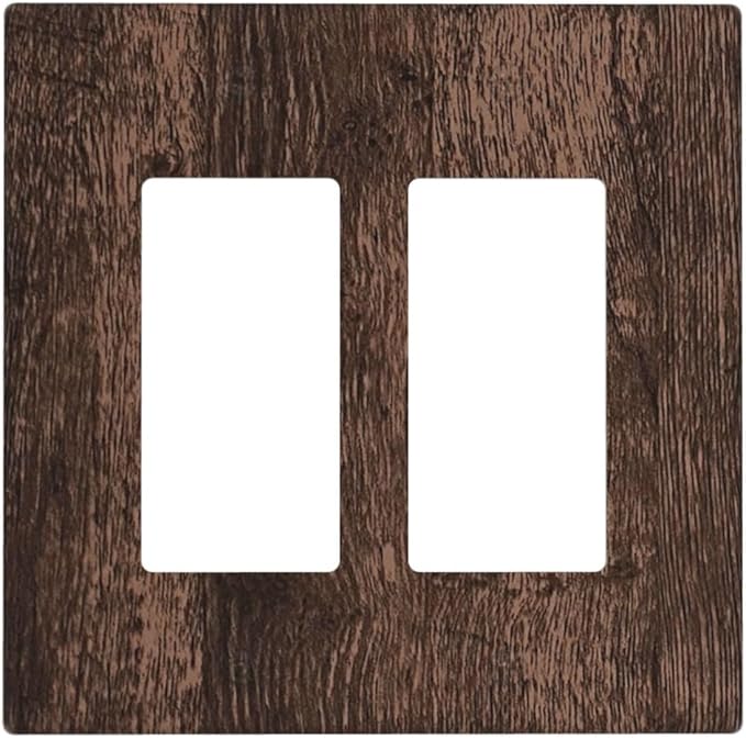 Outlet Covers Rustic Brown Wood Plank Retro Wooden Board 2 Gang Double Rocker Light Switch Cover Plate Decorative Wall Plate GFCI Socket Cover Electrical Switch Plate Covers for Farmhouse Home