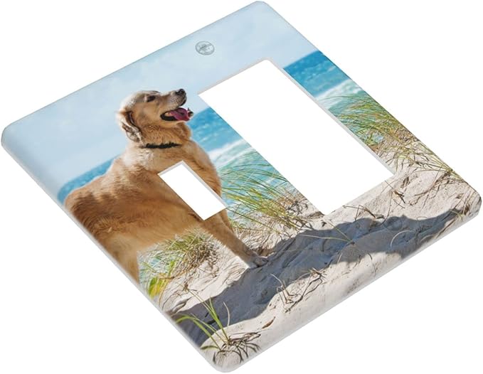 Custom 2 Gang Toggle Rocker Light Switch Cover Decorative Personalized Your Own Combin Wall Plate Cover with Picture Logo Text for Bathroom Home Bedroom Art Panel Decor 4.5 X 4.5 In