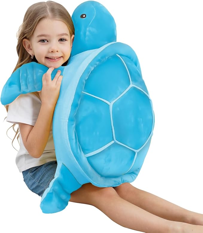 Dalmao 28'' Sea Turtle Stuffed Animals Giant Soft Toys, Large Ocean Blue Turtle Plush Body Pillow, Plushies Gifts for Kid Boys, Girls, Girlfriend, Birthday, Halloween, Christmas