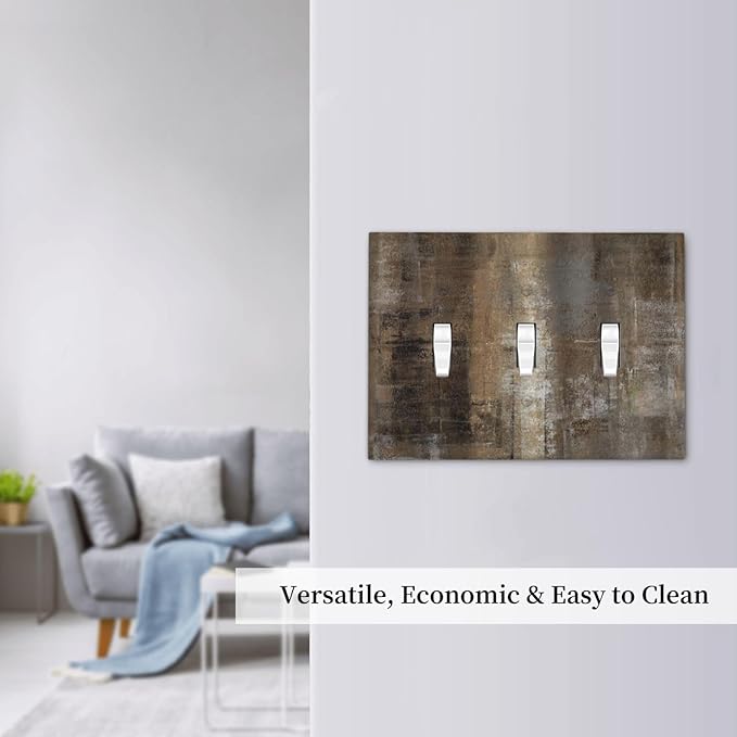 Light Switch Cover Plate Tan Brown Rustic Abstract Wood Vintage Wooden 3 Gang Triple Toggle Decorative Switch Plates Wall Plates Electrical Switchplate Faceplate for Farmhouse Home Decor