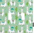 Cute Llama Cartoon Double Toggle Light Switch Cover, Alpaca Animal Theme 2-Gang Wall Plate for Boys Girls Nursery Kids Bedroom Decor