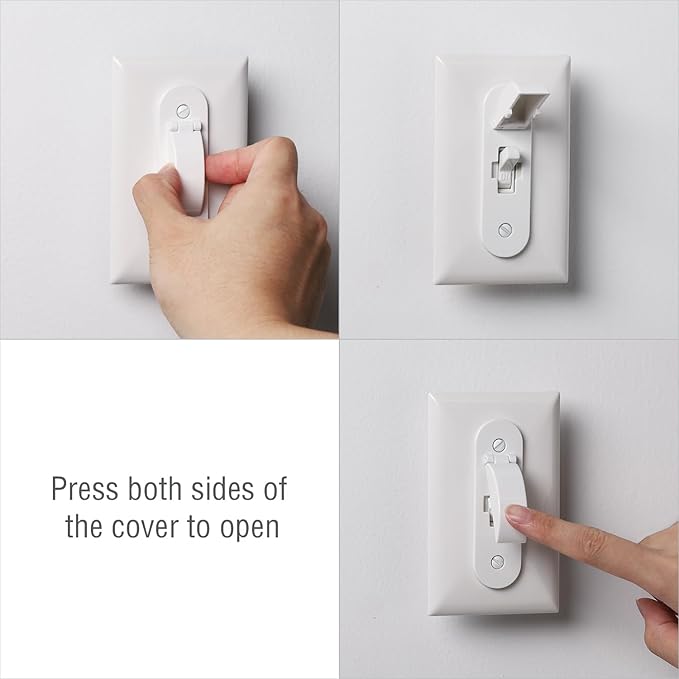 Wall Switch Guard, Child Proof Light Switch Cover Guard | Toggle Style | Light Switch Protection | Keep Toggle Switch in On or Off Position | 4 Pack, White