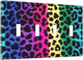 Rainbow Colorful Leopard 4 Gang Light Switch Cover Decorative Quad Toggle Wall Plate Decorative Electrical Faceplate For Girls Boys Home Bedroom Decorate Large Size 8" x 4.5