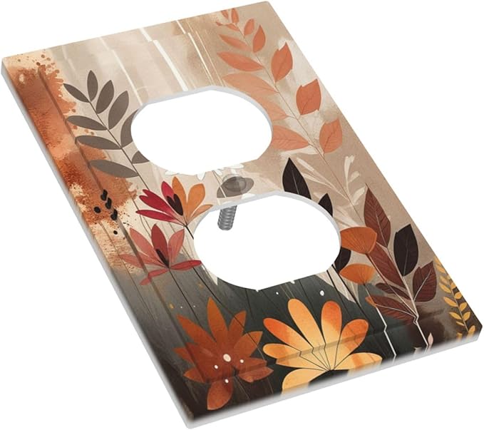 Boho Minimalist Vintage Wildflowers Plant Floral Art Watercolor Outlet Covers 1 Gang Duplex Electrical Receptacle Faceplate Light Switch Cover Wall Plate Decorative Switch Plates for Bedroom