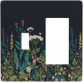 Boho Garden Flowers Weeds Floral Wildflowers Outlet Covers 1 Toggle 1 Rocker Combination Decorative Wall Plate Electrical Switch Plates Light Switch Cover Plate for Bedroom Living Room Decor