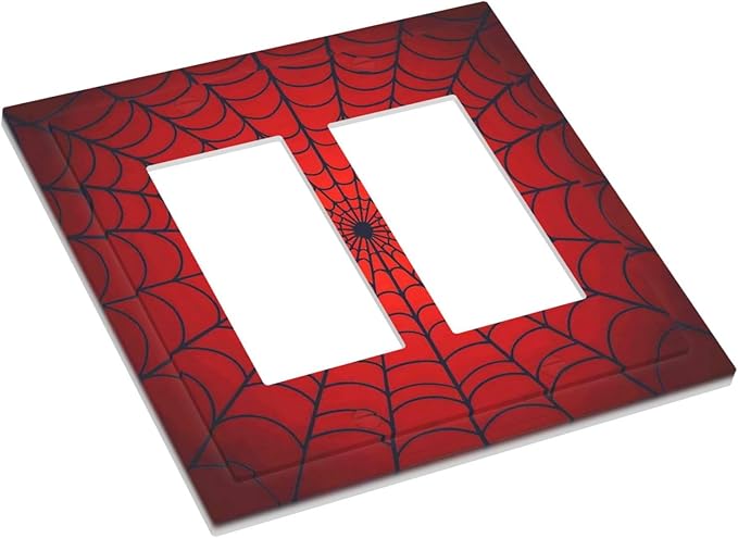 Red Spider Web Black Line Simplicity Decorative Outlet Covers 2 Gang Double Gfci Rocker Electrical Wall Panels Light Switch Cover Plate For Kids Room Home Decor