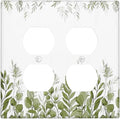 Green Eucalyptus Plant Leaves Vine Outlet Covers 2 Gang Double Duplex Decorative Light Switch Covers Electrical Wallplates Socket Faceplate for Bed Room Living Room Decor