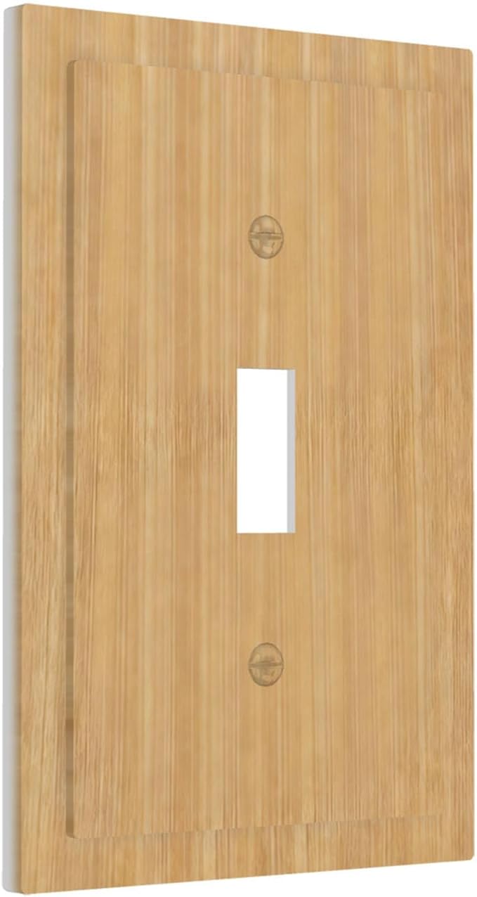 Rustic Woodgrain 1-Gang Toggle Light Switch Plate, Minimalist Farmhouse Wooden Decorative Wall Plate for Home Decor
