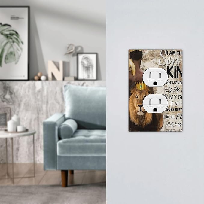 Quotes African Man Afro Lion 1 Gang Outlet Plate Covers Decorative Single Duplex Wall Plate Electrical Receptacle Light Switch Cover Electric Switchplate Country Decor