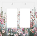 Colorful Flowers Pink Floral Watercolor Plant Decorative Outlet Covers 2 Gang Double GFCI Rocker Electrical Wall Panels Light Switch Cover Plate for Bed Room Living Room Decor
