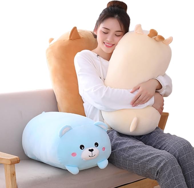 Bear Plush Pillow, Soft Bear Stuffed Animal Toy Cylindrical Body Pillow Gifts for Kids, 23.6"