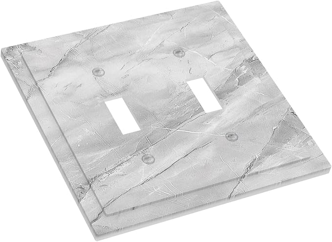 Decorative Switch Plate Covers Gray Marble Pattern 2 Gang Double Toggle Light Switch Cover Plate Electrical Wall Plate Outlet Cover Outlet Light Switch Cover for Home Farmhouse Decor