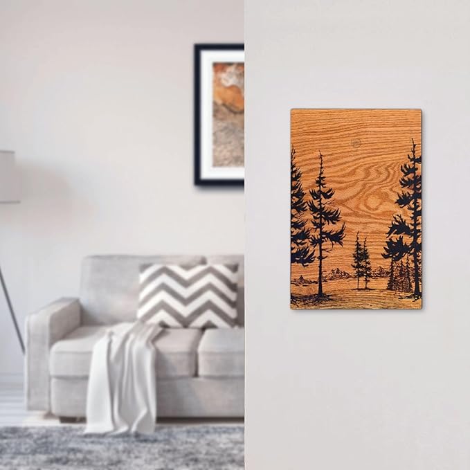 Pine Forest Natural Scenery Silhouette Wood Grain Light Switch Cover Plate 1 Gang No Device Blank Electrical Wall Plates Faceplate Decorative Switch Plate Covers for Farmhouse Home Decor