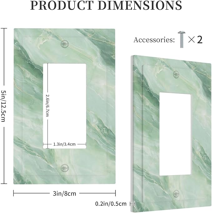 Decorative Outlet Covers Green Marble Pattern 1 Gang Single Rocker Light Switch Cover Plate GFCI Wall Plates Electrical Switch Plate Cover for Home Bedroom Decor