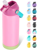 Fijinhom 24oz Insulated Stainless Steel Water Bottle, Wide Mouth Double Wall Vacuum, Silicone Straw, Sweat & Leak Proof, BPA Free Insulated Water Flask for Travel, Keep Cold 24h Hot 12h, Berries