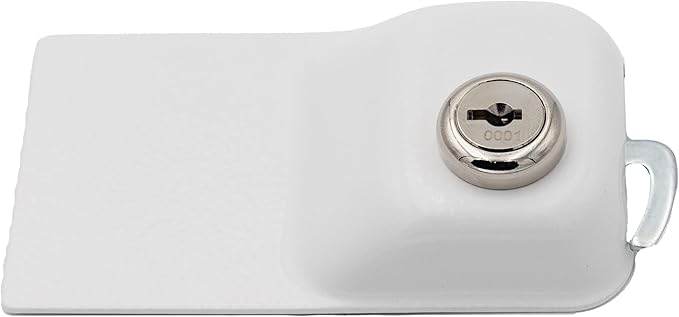 Child Proof Fridge Lock with Key | 100% Metal Refrigerator Lock for Toddlers & Kids | 400 lbf 3M Adhesive No-Drill | Baby Safety Freezer Cabinet Lock (1 Pack, White)