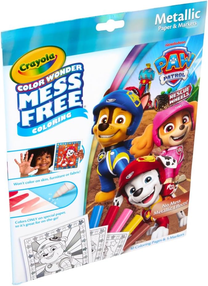 Crayola PAW Patrol Color Wonder Mess Free Coloring Set, Metallic Markers & Paper, PAW Patrol Toys, Toddler Coloring Kit, Travel Activity, Gift for Kids, 3+