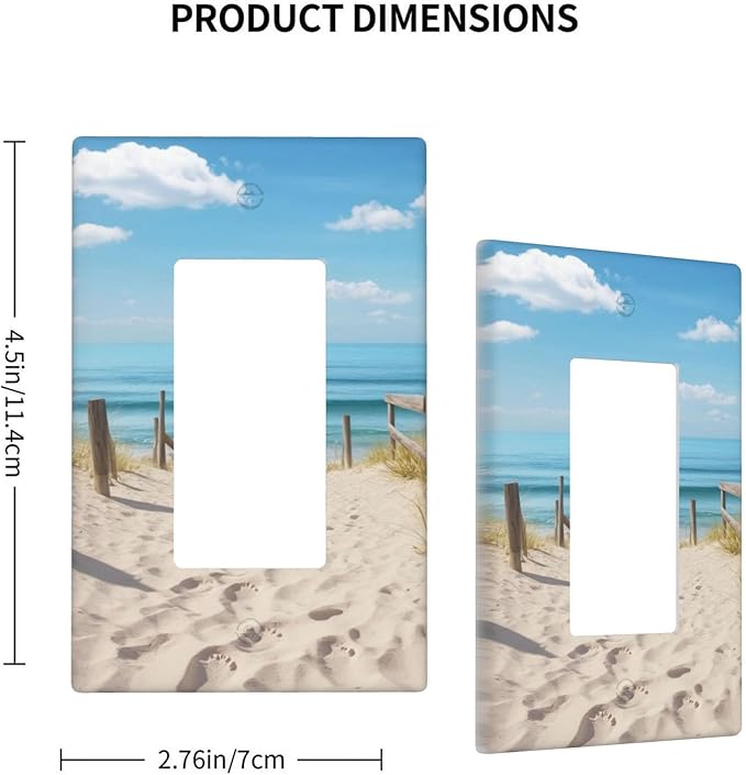 Summer Ocean Beach 1-Gang Rocker Wall Plate, Coastal Beach Theme Switch Plate for Bathroom, Beach House & Sunroom