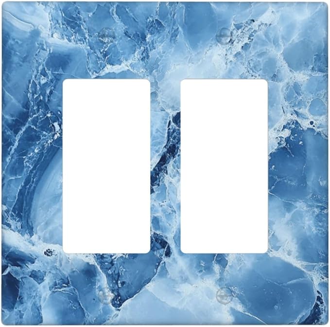 Outlet Covers Blue Marble Abstract Luxury Modern 1 Gang Duplex Light Switch Cover Plate Decorative Wall Plates Electrical Switchplate Receptacle for Bathroom Bedroom Decor（2 Pack）