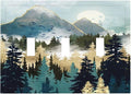 Boho Mountain Forest Abstract Sunset Sunrise Sun 3 Gang Light Switch Covers Triple Toggle Wall Plate Decorative Switchplate Electrical Faceplate for Country Bathroom Bedroom Decor