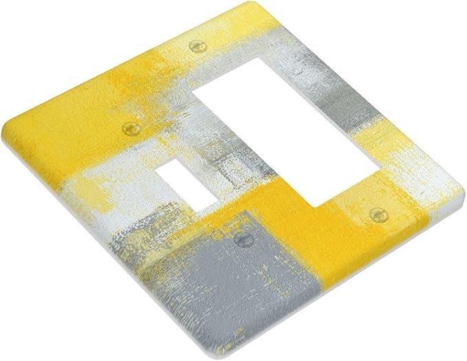 Light Switch Cover Retro Modern Gray Yellow Ombre Abstract Art 2 Gang Toggle Rocker Combo Socket Cover Wall Plates Decorative Switch Plates and Outlet Covers for Bathroom Bedroom Decor