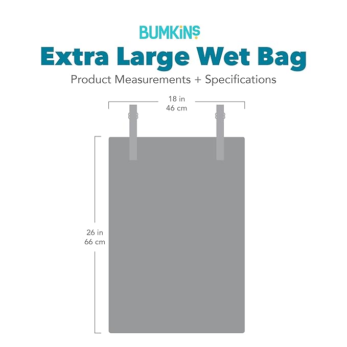 Bumkins Waterproof Hanging Wet Bag Large for Baby, Laundry, Dirty Clothes, Travel, Swim Suit, Cloth Diapers, Pool, Towels, Daycare, Beach, Zip Reusable Bag, Wetdry Vacation Packing, XL Gray Check