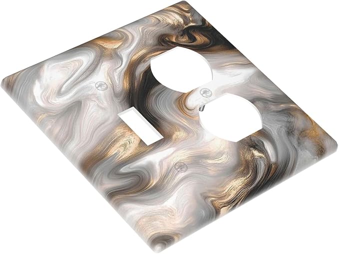 Wallplates Grey Brown Swirl Marble Texture 1 Toggle 1 Duplex Switch Plate Electrical Gfci Faceplate Decorative Light Switch Covers For Bathroom Kitchen Decor