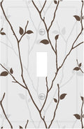 Silhouette Branches 1-Gang Toggle Light Switch Plate, Minimalist Twig & Leaf Rustic Botanical Woodland Decorative Wall Plate for Farmhouse Home Decor