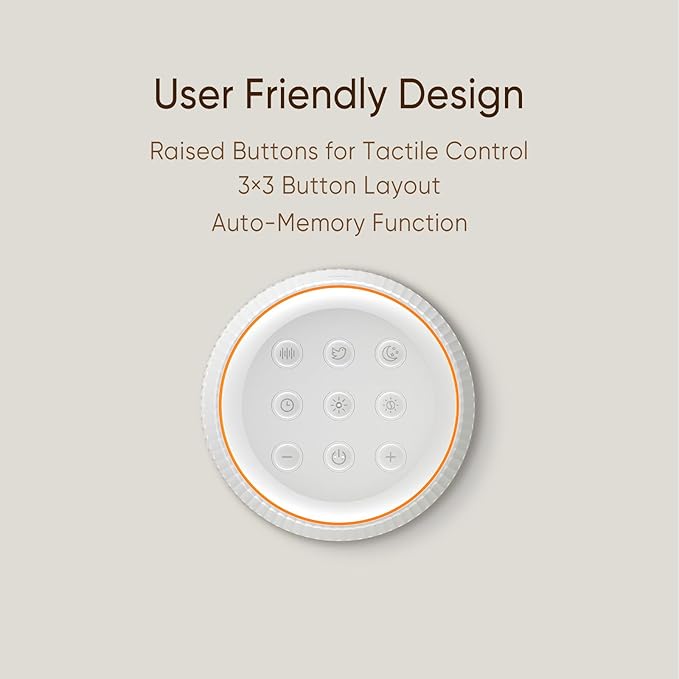 Noise Machine, White Noise Sound Machine for Baby & Adults, 26 Soothing Sounds, 8 Night Light Colors, Tap Control, 6 Timer Settings, Auto-Off & Memory, 4-7-8 Breathing, Sleep Soother for Home