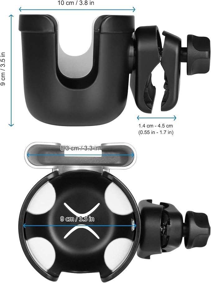 Accmor Stroller Cup Holder with Phone Holder, Bike Cup Holder, Universal Cup Holder for Uppababy Nuna Doona Strollers, 2-in-1 Cup Phone Holder for Stroller Bike Accessory