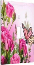 Pink Flower Butterfly 1 Gang Light Switch Plate Decorative Single Toggle Wall Plate Cover Electrical Switchplate Faceplate Rose Pink Floral Spa Home of Spring House Nature Garden Plant Bathroom Decor