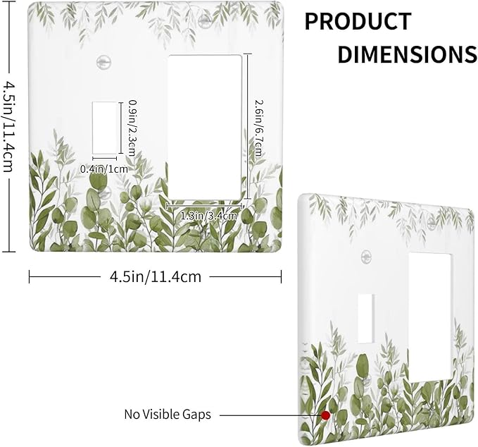 Green Eucalyptus Plant Leaves Vine Outlet Covers 1 Toggle 1 Rocker Combination Decorative Wall Plate Electrical Switch Plates Light Switch Cover Plate for Bed Room Living Room Decor