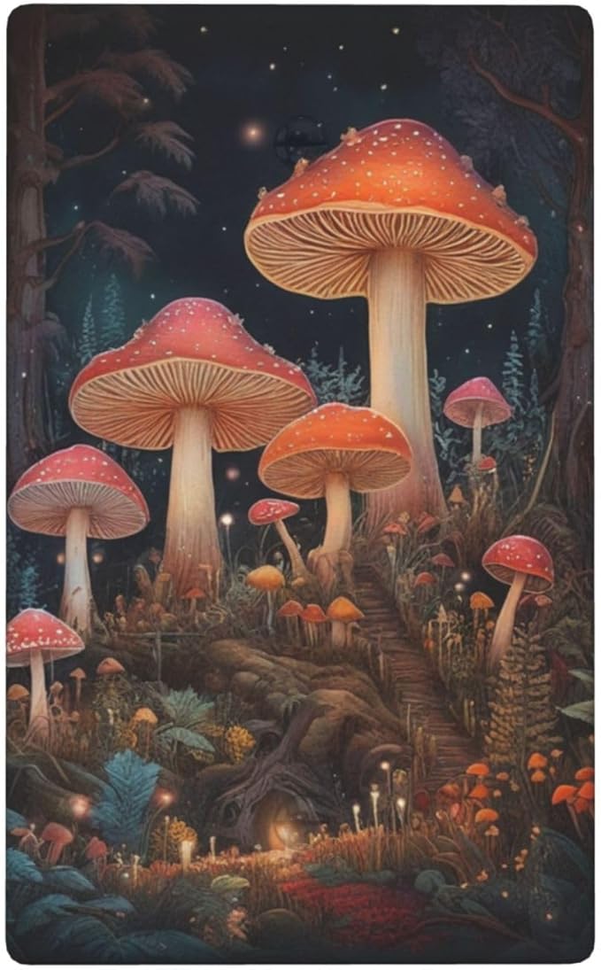 Decorative Art Light Switch Covers Enchanted Mushroom Forest 1 Gang No Device Blank Switchplate Electrical Faceplate for Home Decor