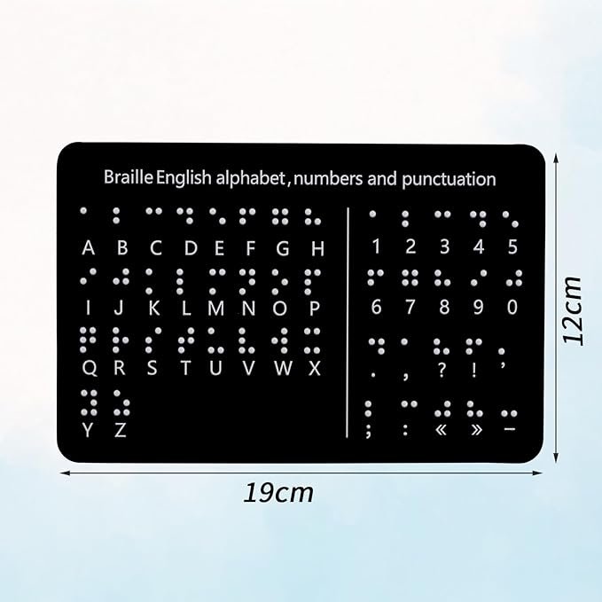 Braille Alphabet Board, Braille Alphabet Board with Raised Dots Numbers & Punctuation Learning Letter Fingerboard for Beginners Teaching Aid Blind Children (Horizontal)