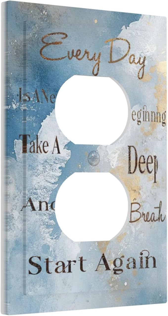 Decorative Outlet Covers Motivational Quotes Blue Abstract Texture 1 Gang Duplex Light Switch Cover Plate Unique Wall Plates for Electrical Outlets Switch Plate Covers for Home Decor